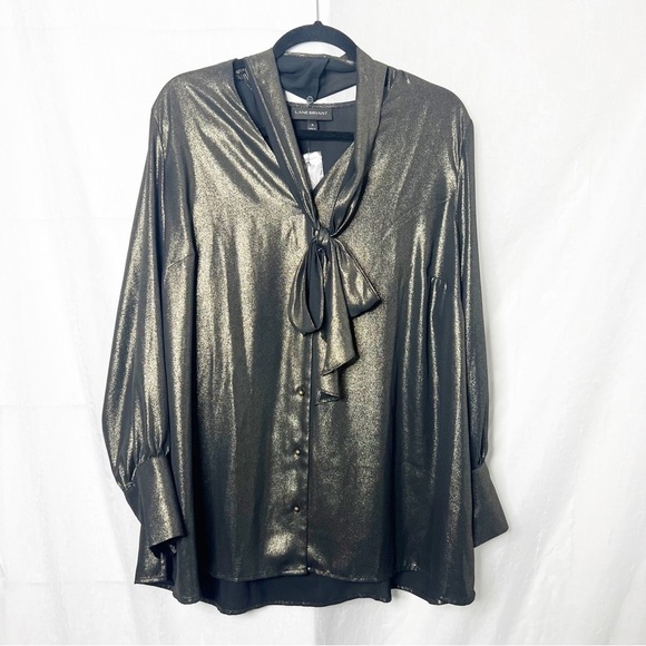 NEW with tags Lane Bryant Shimmer Tie neck blouse - Picture 1 of 5